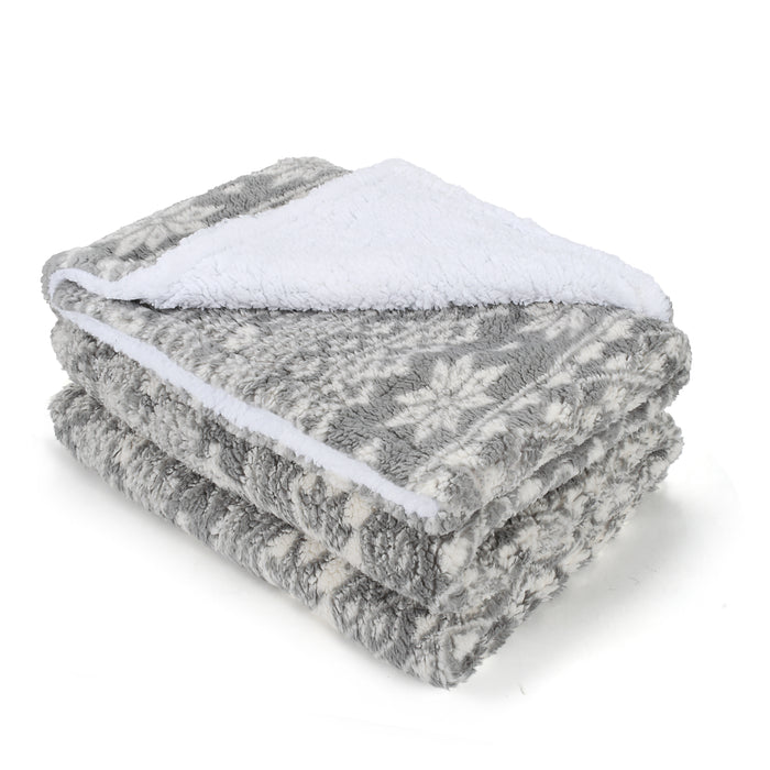 Snowflake Sherpa Throw Blanket