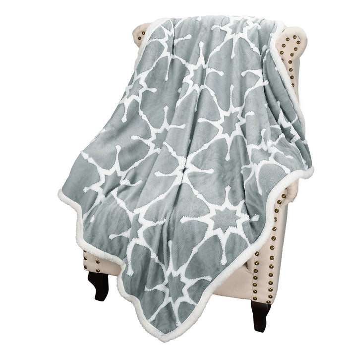 Jacquard Sherpa Throw Blanket