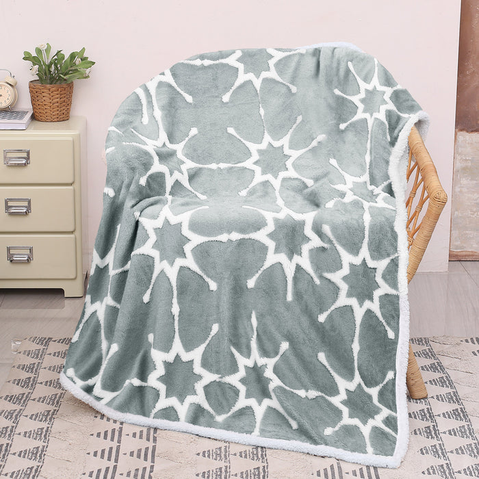 Jacquard Sherpa Throw Blanket
