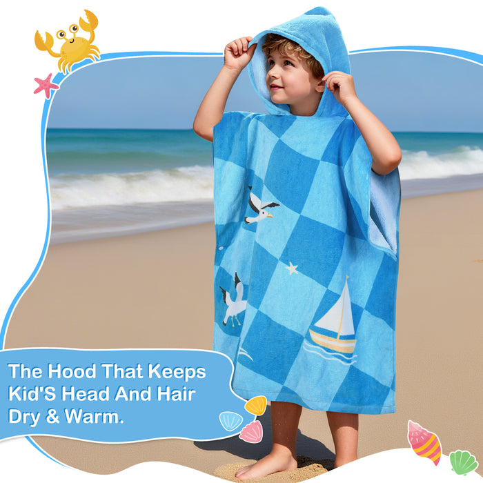 Catalonia Kids Mermaid Hooded Bath Towel for Girls Aged 2-6, 100% Cotton, Absorbent toddler towel poncho, Swim Changing Robe, Sand Proof