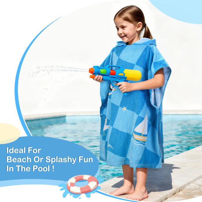 Catalonia Kids Mermaid Hooded Bath Towel for Girls Aged 2-6, 100% Cotton, Absorbent toddler towel poncho, Swim Changing Robe, Sand Proof