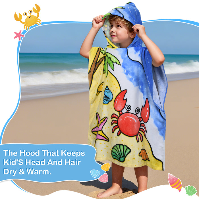Catalonia Kids Mermaid Hooded Bath Towel for Girls Aged 2-6, 100% Cotton, Absorbent toddler towel poncho, Swim Changing Robe, Sand Proof