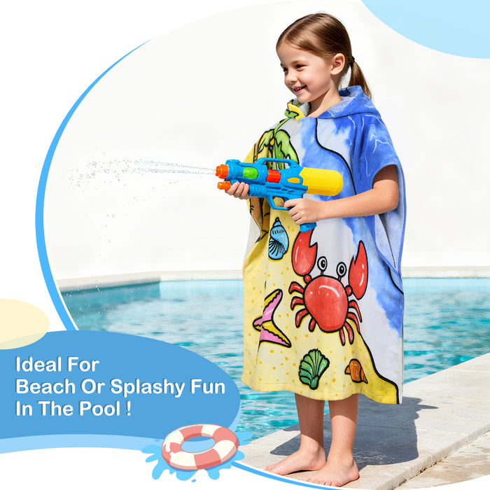 Catalonia Kids Mermaid Hooded Bath Towel for Girls Aged 2-6, 100% Cotton, Absorbent toddler towel poncho, Swim Changing Robe, Sand Proof