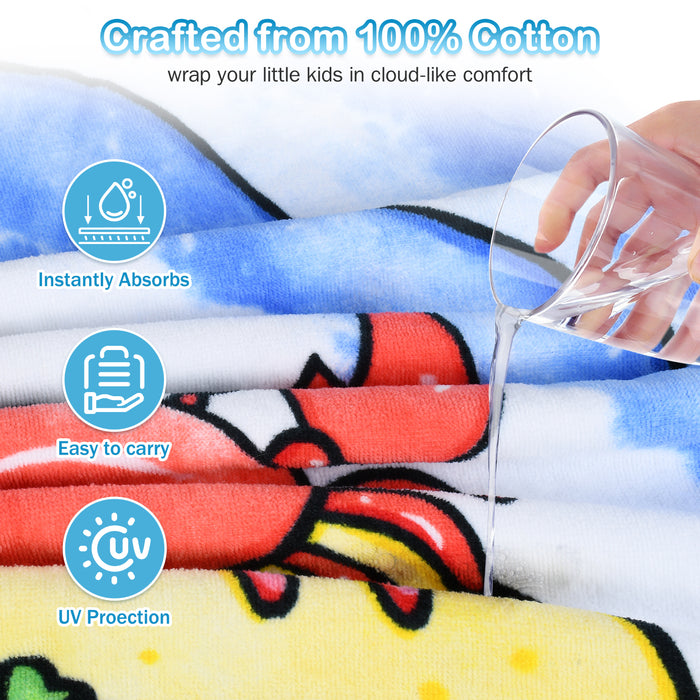 Catalonia Kids Mermaid Hooded Bath Towel for Girls Aged 2-6, 100% Cotton, Absorbent toddler towel poncho, Swim Changing Robe, Sand Proof