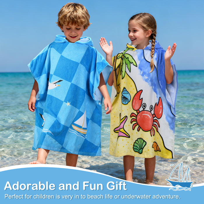 Catalonia Kids Mermaid Hooded Bath Towel for Girls Aged 2-6, 100% Cotton, Absorbent toddler towel poncho, Swim Changing Robe, Sand Proof