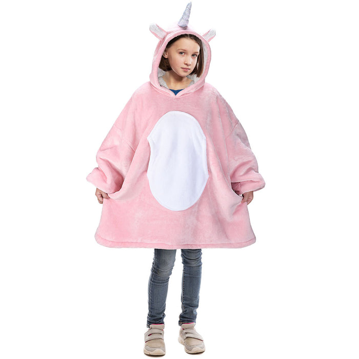 Kid Animal World Sherpa Oversize Hoodie Blanket