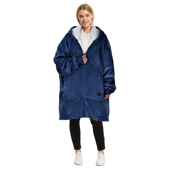 Full Zip Up Sherpa Oversize Hoodie Jacket