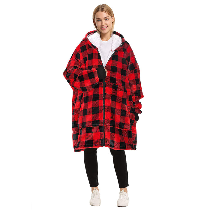 Full Zip Up Sherpa Oversize Hoodie Jacket