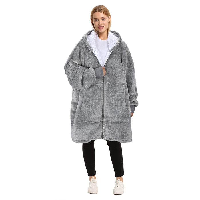Full Zip Up Sherpa Oversize Hoodie Jacket