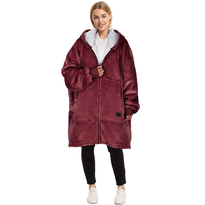 Full Zip Up Sherpa Oversize Hoodie Jacket