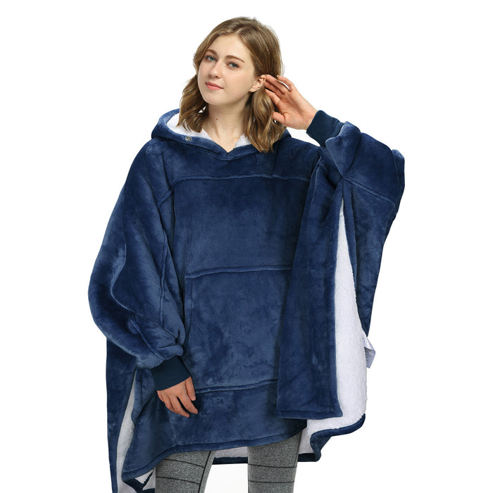 Split  Sherpa Oversize Hoodie Poncho
