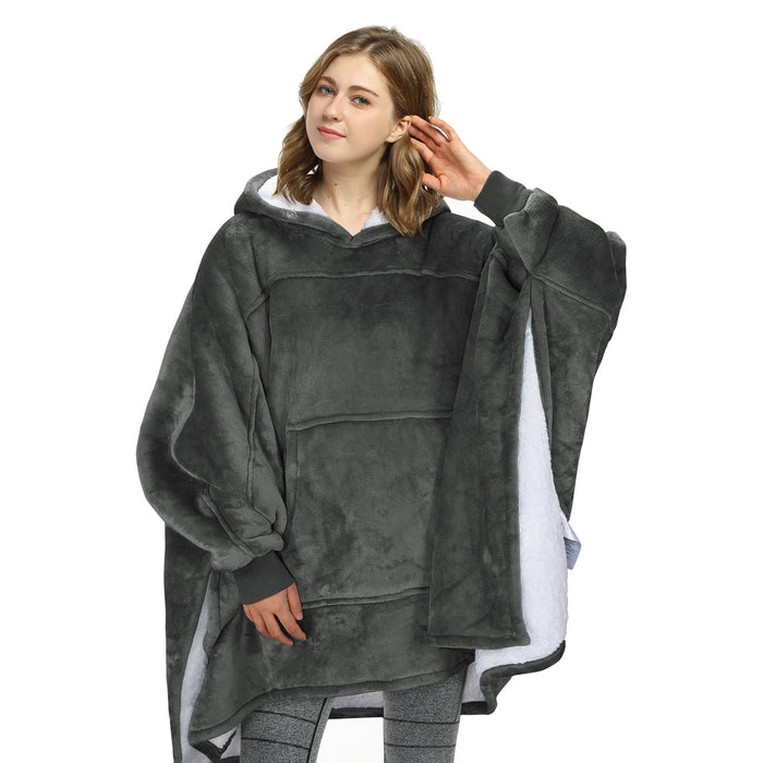 Split  Sherpa Oversize Hoodie Poncho
