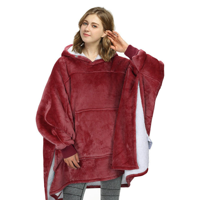 Split  Sherpa Oversize Hoodie Poncho