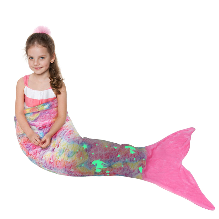 Glow in the Dark Flannel Mermaid Tail Blanket