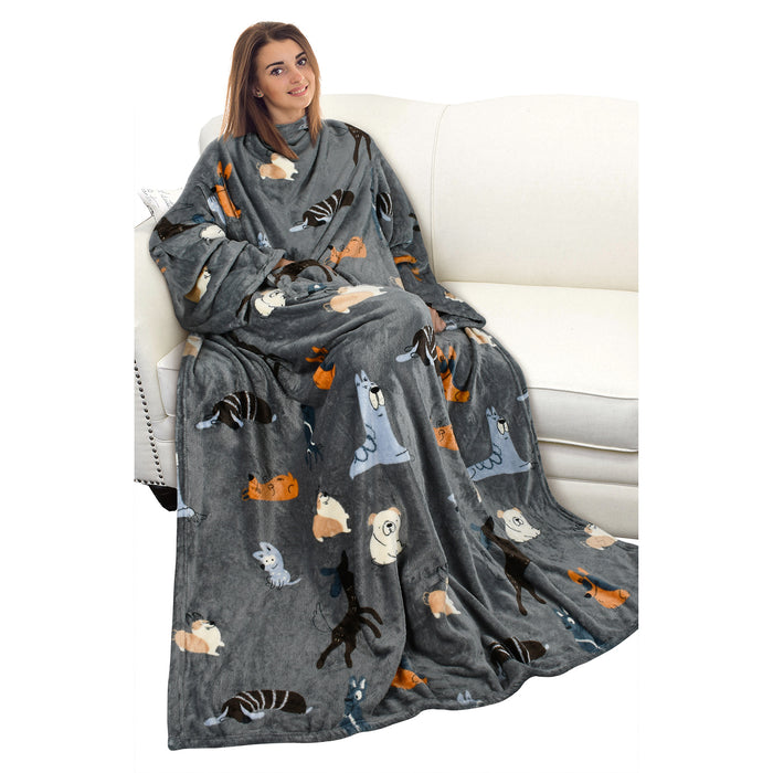 Animal Kingdom Fleece Wearable Blanket With Sleeve