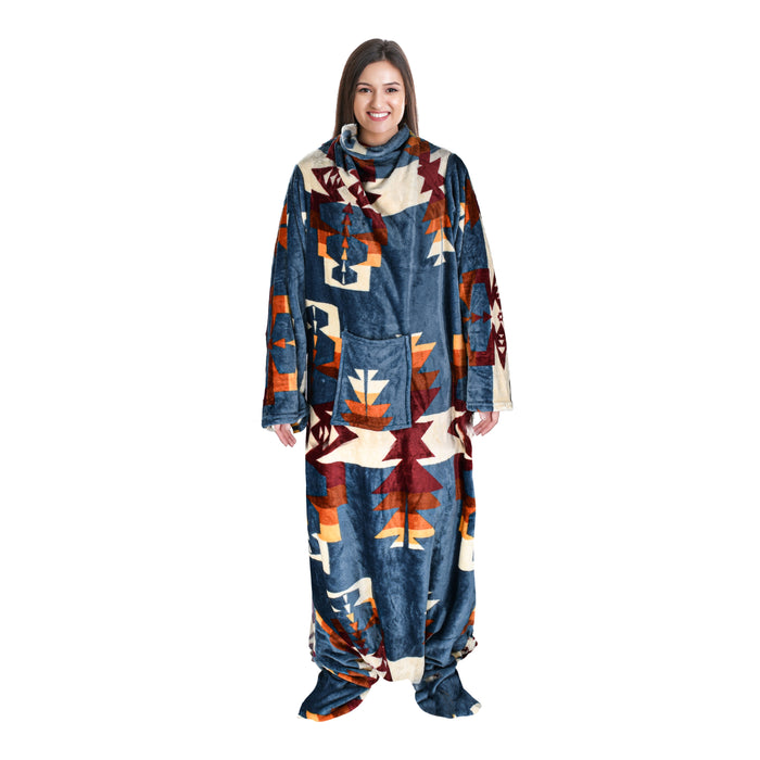 Southwest Fleece Wearable Blanket With Sleeve & Foot Pocket