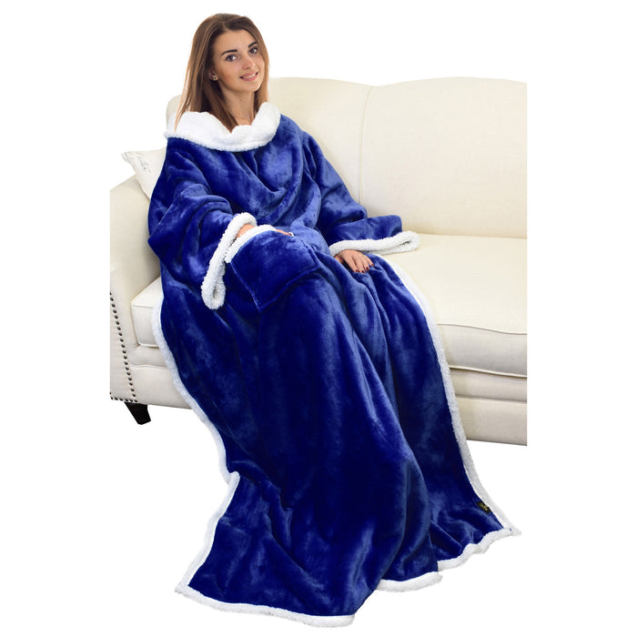 Classic Sherpa Wearable Blanket With Sleeve
