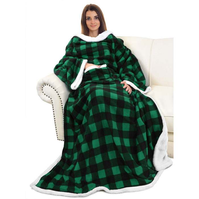 Classic Sherpa Wearable Blanket With Sleeve