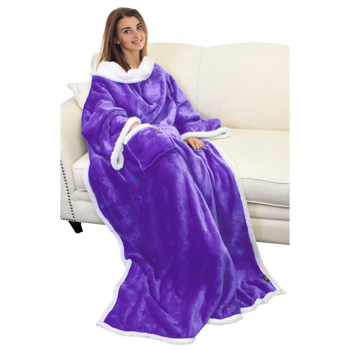 Classic Sherpa Wearable Blanket With Sleeve