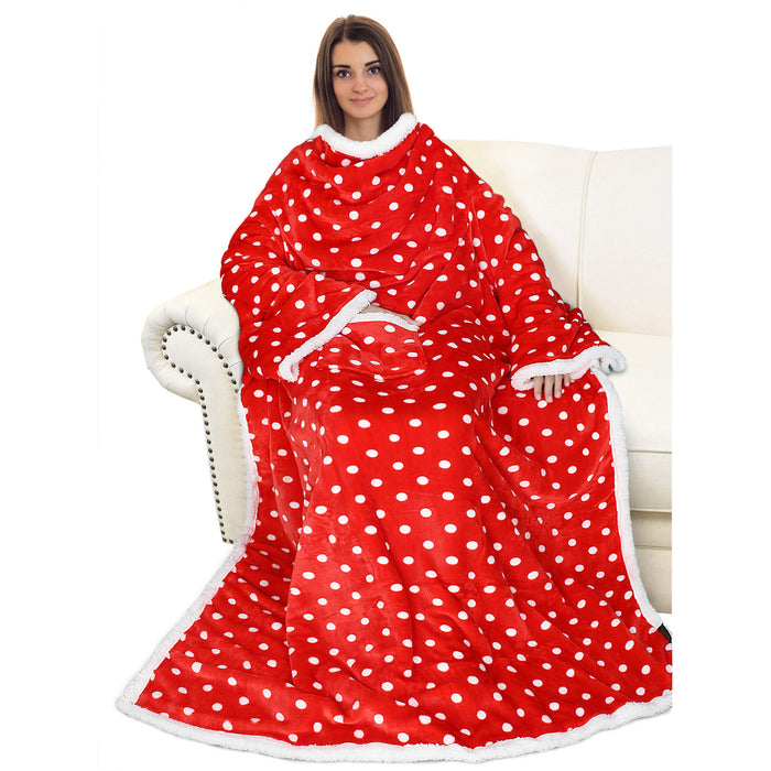 Classic Sherpa Wearable Blanket With Sleeve