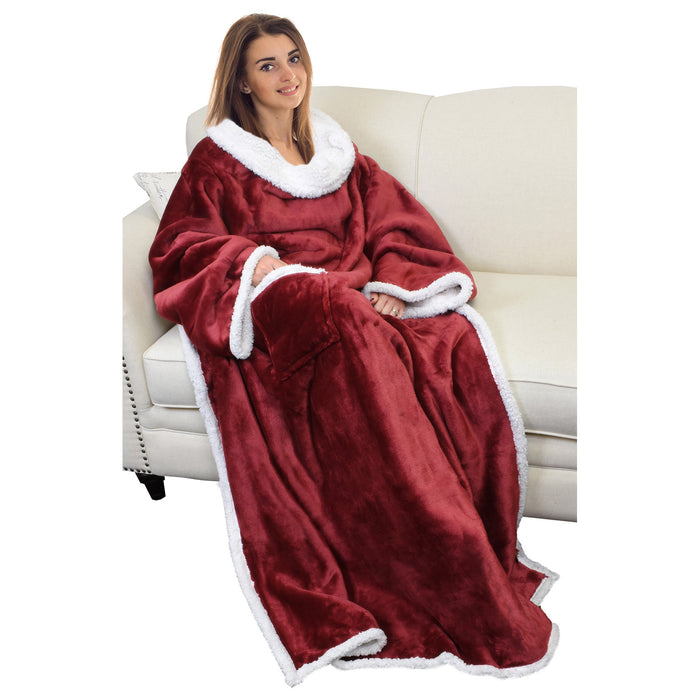 Classic Sherpa Wearable Blanket With Sleeve