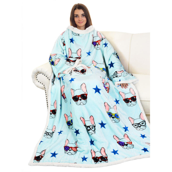 Animal Kingdom Sherpa Wearable Blanket With Sleeve