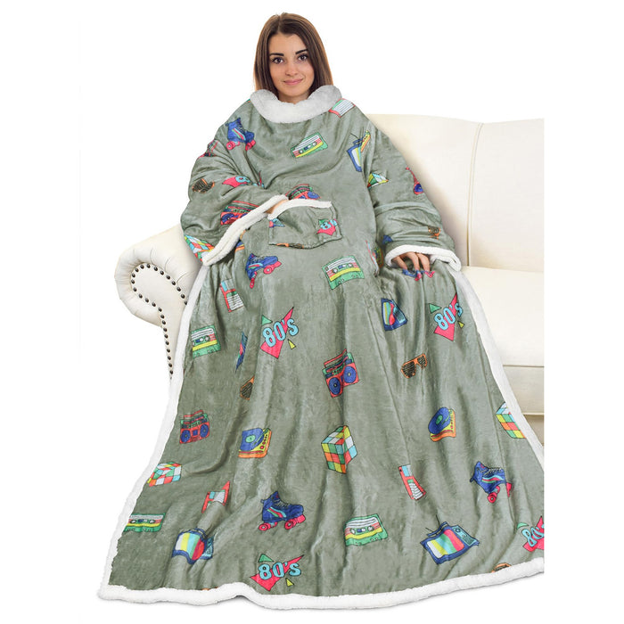 Animal Kingdom Sherpa Wearable Blanket With Sleeve