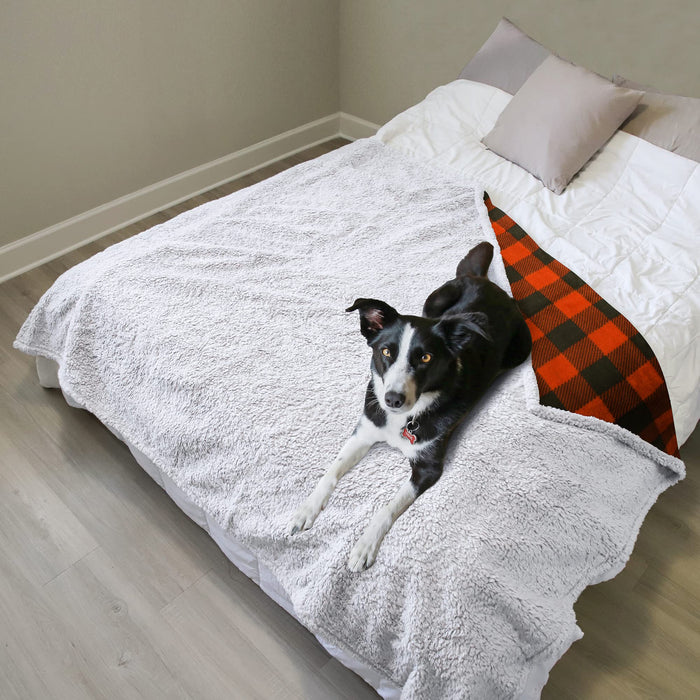 Plaid Sherpa Polar Fleece Waterproof Blanket