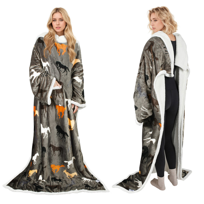 Animal Kingdom Sherpa Wearable Blanket With Sleeve