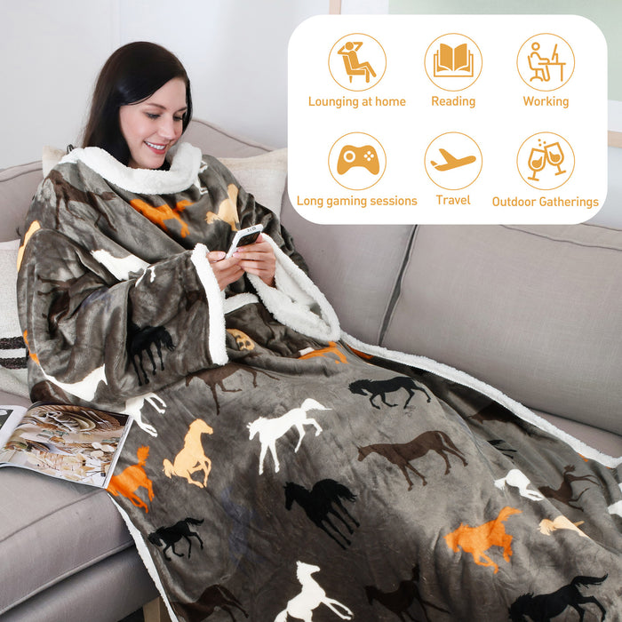 Animal Kingdom Sherpa Wearable Blanket With Sleeve