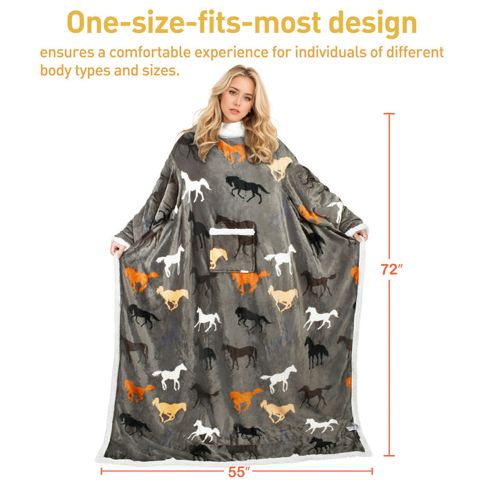 Animal Kingdom Sherpa Wearable Blanket With Sleeve