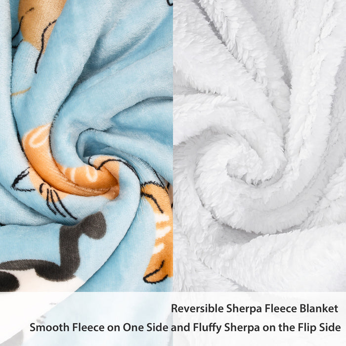 Pet Pattern Sherpa Wearable Blanket With Sleeve & Foot Pocket