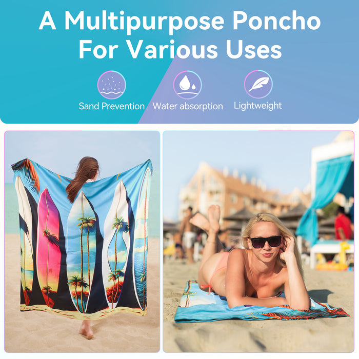 Microfiber Sand-Free Beach Towel with Hood