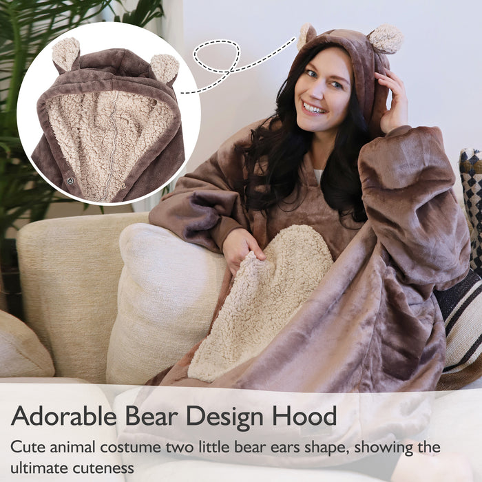Animal World Sherpa Oversize Hoodie Blanket
