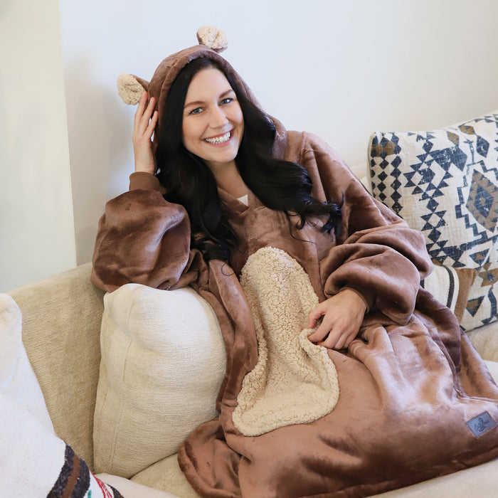 Animal World Sherpa Oversize Hoodie Blanket