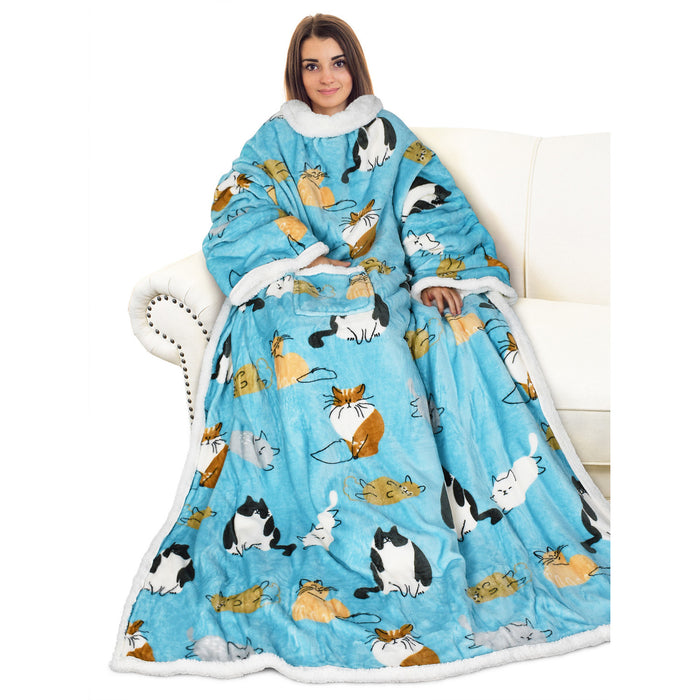 Animal Kingdom Sherpa Wearable Blanket With Sleeve