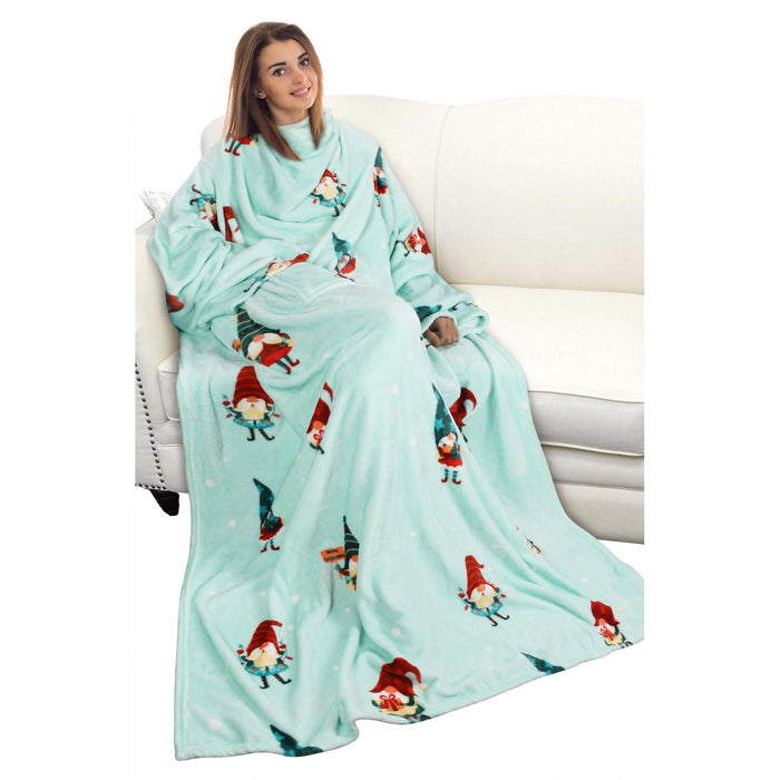 Christmas Spirit Fleece Wearable Blanket with Sleeves