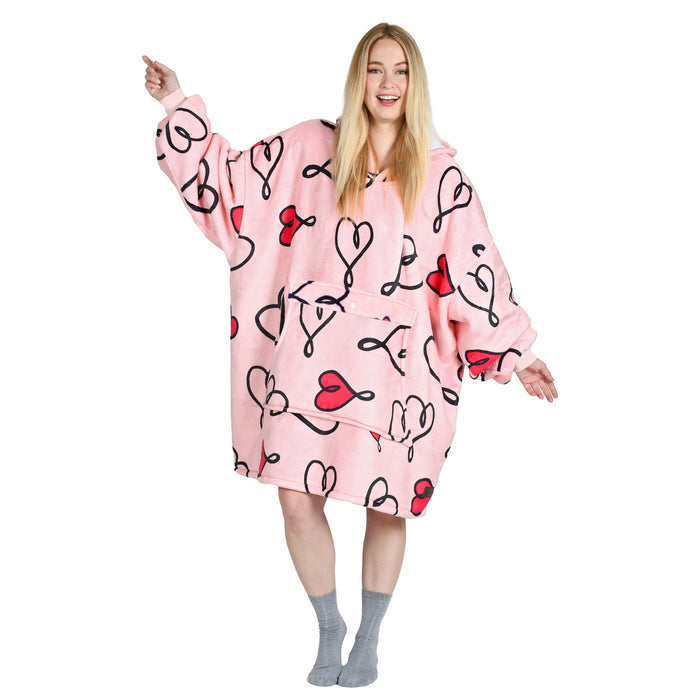 Funny Pattern Sherpa Oversize Hoodie Blanket