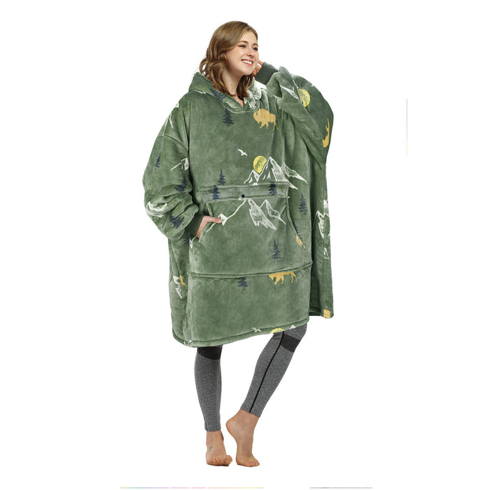 Funny Pattern Sherpa Oversize Hoodie Blanket