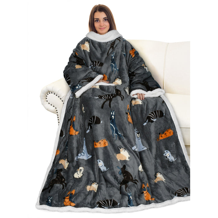 Animal Kingdom Sherpa Wearable Blanket With Sleeve