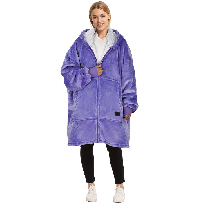Full Zip Up Sherpa Oversize Hoodie Jacket