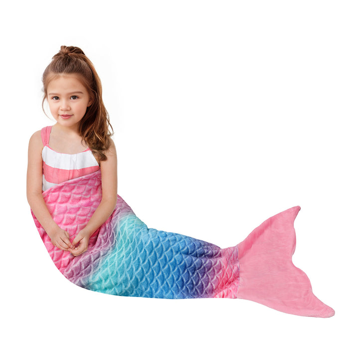 Flannel Mermaid Tail Blanket For Toddler