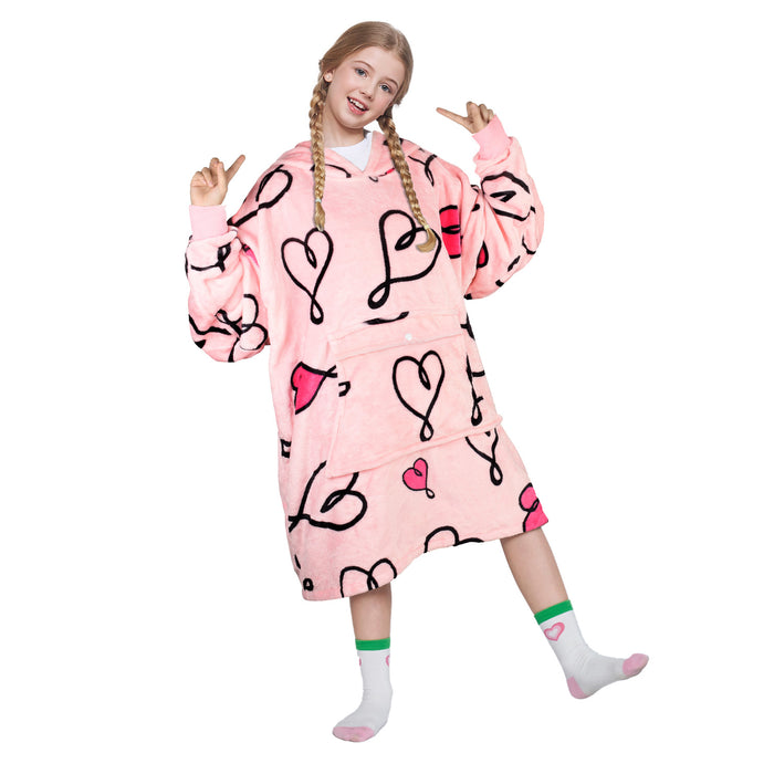 Kids All Season Fleece Oversized Hoodie Blanket