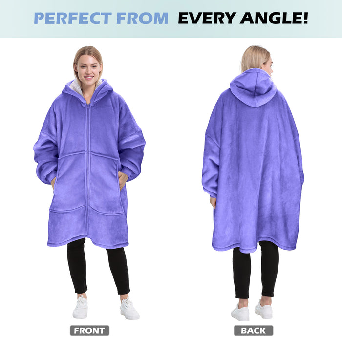 Full Zip Up Sherpa Oversize Hoodie Jacket