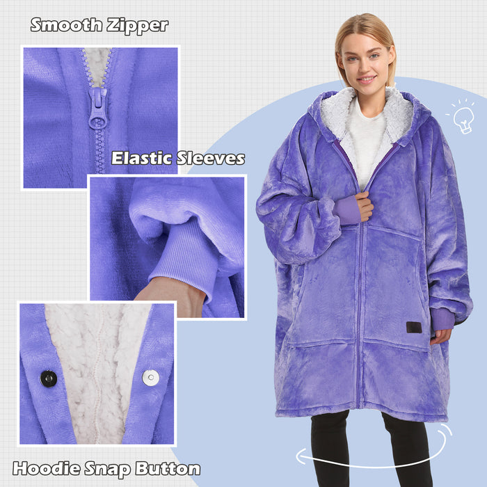 Full Zip Up Sherpa Oversize Hoodie Jacket