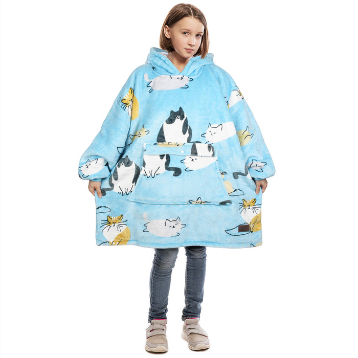 Kid Playful Patterns Sherpa Oversize Hoodie Blanket