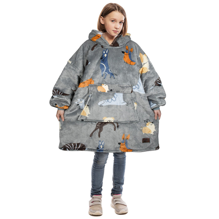 Kid Playful Patterns Sherpa Oversize Hoodie Blanket