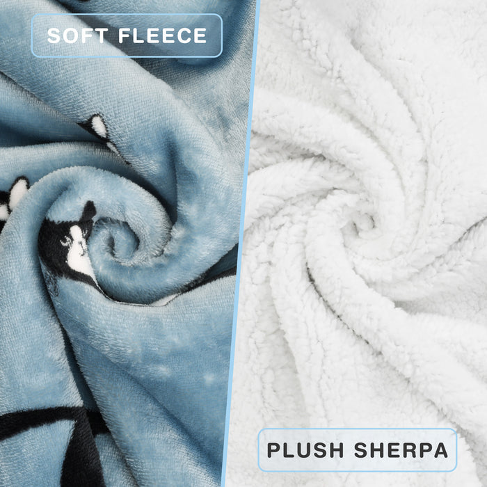 Pet Pattern Sherpa Wearable Blanket With Sleeve & Foot Pocket