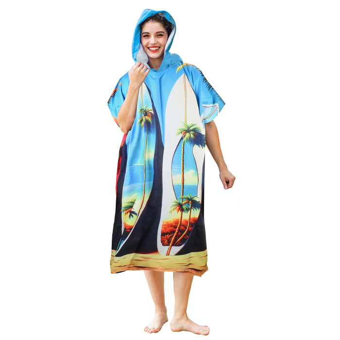 Fun Microfiber Surf Poncho Towel Changing Robe