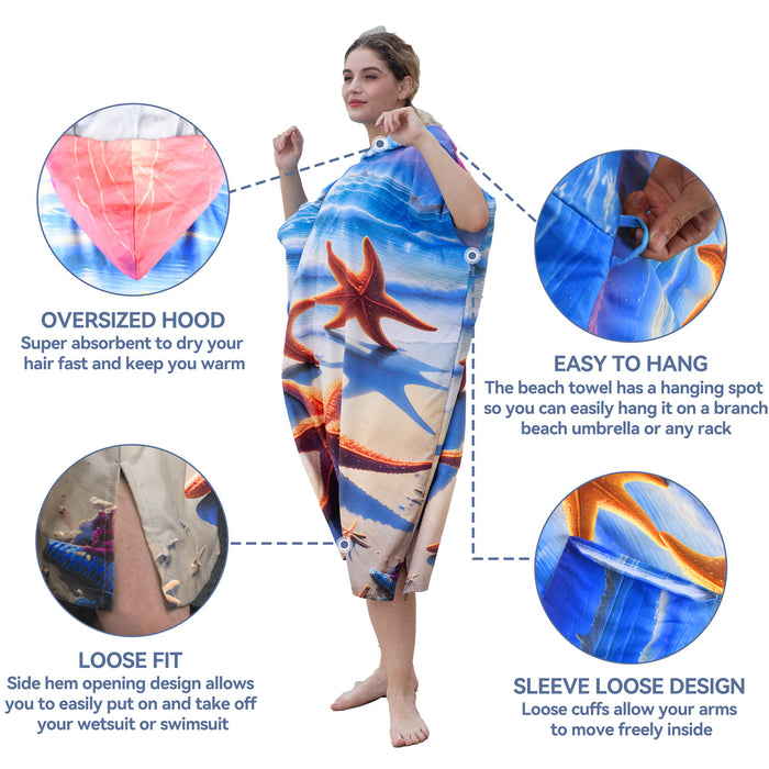 Fun Microfiber Surf Poncho Towel Changing Robe